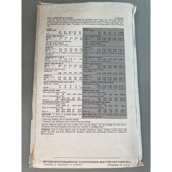 Butterick 5375 Gypsy Boho Prairie Vintage Sewing 1980s Costume Pattern Size 24 - Picture 4 of 8